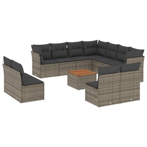 Maison exclusive - salon de jardin avec coussins 12 pcs gris résine tressée