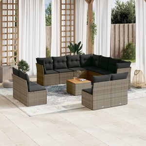 Maison exclusive - salon de jardin avec coussins 12 pcs gris résine tressée
