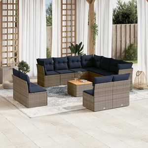 Maison exclusive - salon de jardin avec coussins 12 pcs gris résine tressée
