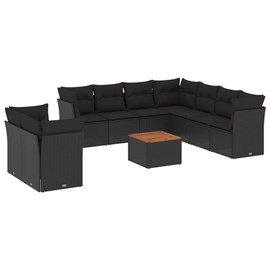 Maison exclusive - salon de jardin 10 pcs avec coussins noir résine tressée
