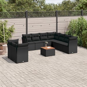 Maison exclusive - salon de jardin 10 pcs avec coussins noir résine tressée