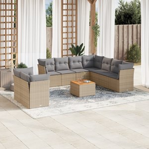 Maison exclusive - salon de jardin et coussins 11 pcs mélange beige résine tress