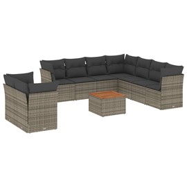 Maison exclusive - salon de jardin avec coussins 10 pcs gris résine tressée