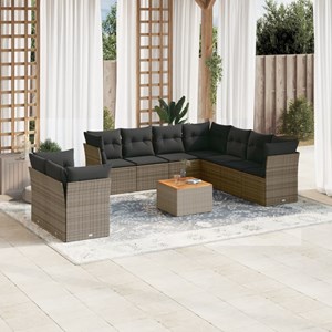 Maison exclusive - salon de jardin avec coussins 10 pcs gris résine tressée