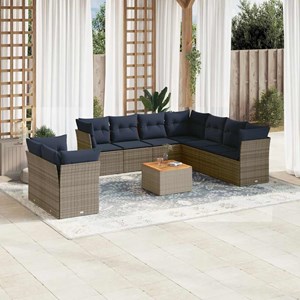 Maison exclusive - salon de jardin 10 pcs avec coussins gris résine tressée