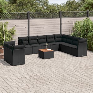 Maison exclusive - salon de jardin 11 pcs avec coussins noir résine tressée