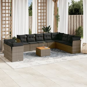 Maison exclusive - salon de jardin 11 pcs avec coussins gris résine tressée