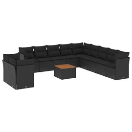Maison exclusive - salon de jardin 12 pcs avec coussins noir résine tressée
