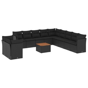 Maison exclusive - salon de jardin 12 pcs avec coussins noir résine tressée