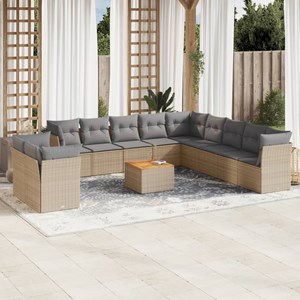 Maison exclusive - salon de jardin et coussins 12 pcs mélange beige résine tress