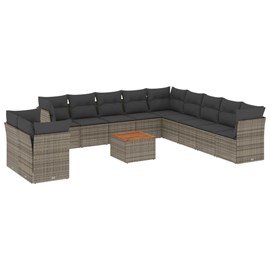 Maison exclusive - salon de jardin avec coussins 12 pcs gris résine tressée
