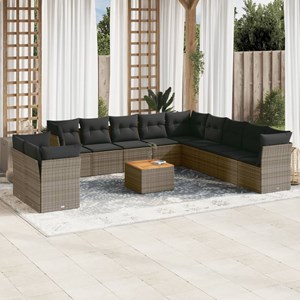 Maison exclusive - salon de jardin avec coussins 12 pcs gris résine tressée