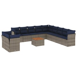 Maison exclusive - salon de jardin avec coussins 12 pcs gris résine tressée