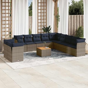Maison exclusive - salon de jardin avec coussins 12 pcs gris résine tressée