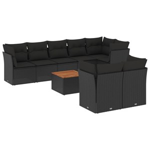 Maison exclusive - salon de jardin 9 pcs avec coussins noir résine tressée