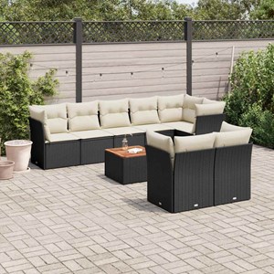 Maison exclusive - salon de jardin 9 pcs avec coussins noir résine tressée