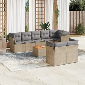 Maison exclusive - salon de jardin avec coussins 9pcs mélange beige résine tress