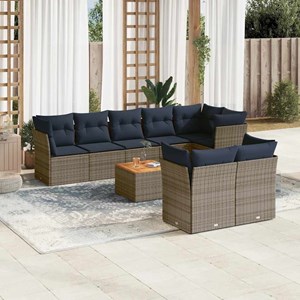 Maison exclusive - salon de jardin 9 pcs avec coussins gris résine tressée