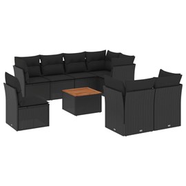 Maison exclusive - salon de jardin 9 pcs avec coussins noir résine tressée
