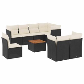 Maison exclusive - salon de jardin 9 pcs avec coussins noir résine tressée