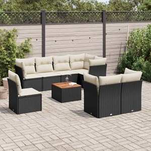 Maison exclusive - salon de jardin 9 pcs avec coussins noir résine tressée