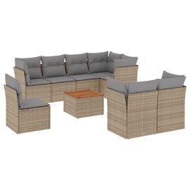 Maison exclusive - salon de jardin avec coussins 9pcs mélange beige résine tress