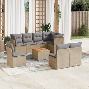 Maison exclusive - salon de jardin avec coussins 9pcs mélange beige résine tress