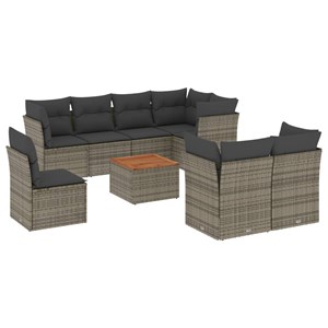 Maison exclusive - salon de jardin 9 pcs avec coussins gris résine tressée