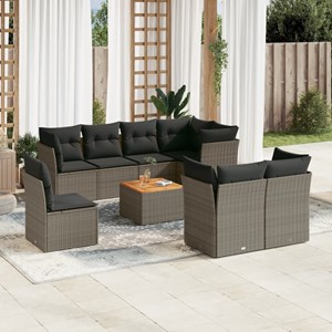 Maison exclusive - salon de jardin 9 pcs avec coussins gris résine tressée