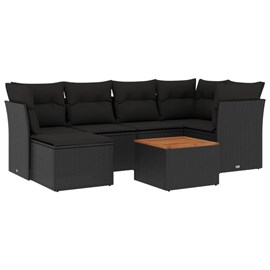 Maison exclusive - salon de jardin 7 pcs avec coussins noir résine tressée