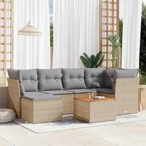 Maison exclusive - salon de jardin avec coussins 7pcs mélange beige résine tress