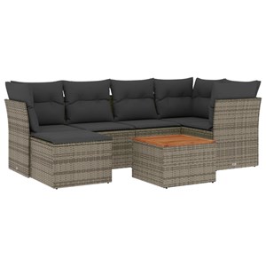 Maison exclusive - salon de jardin avec coussins 7 pcs gris résine tressée