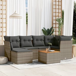 Maison exclusive - salon de jardin avec coussins 7 pcs gris résine tressée