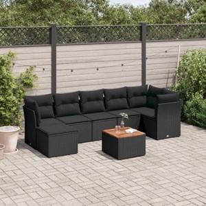 Maison exclusive - salon de jardin 8 pcs avec coussins noir résine tressée