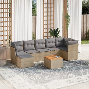 Maison exclusive - salon de jardin avec coussins 8pcs mélange beige résine tress