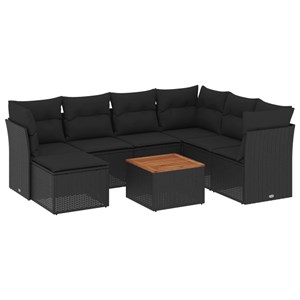 Maison exclusive - salon de jardin 8 pcs avec coussins noir résine tressée