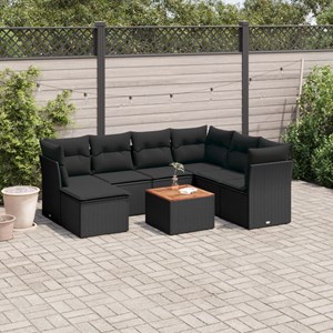 Maison exclusive - salon de jardin 8 pcs avec coussins noir résine tressée