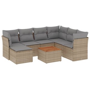 Maison exclusive - salon de jardin avec coussins 8pcs mélange beige résine tress