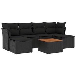 Maison exclusive - salon de jardin 7 pcs avec coussins noir résine tressée