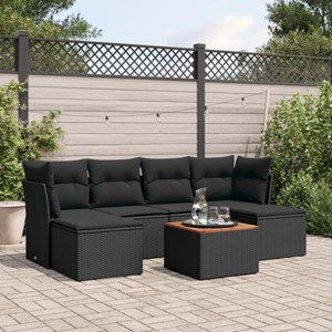 Maison exclusive - salon de jardin 7 pcs avec coussins noir résine tressée