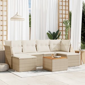Maison exclusive - salon de jardin avec coussins 7 pcs beige résine tressée