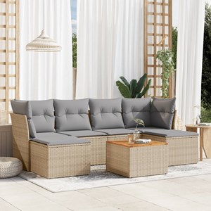 Maison exclusive - salon de jardin avec coussins 7pcs mélange beige résine tress