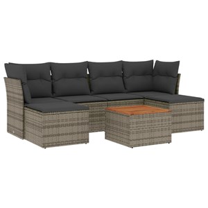 Maison exclusive - salon de jardin avec coussins 7 pcs gris résine tressée
