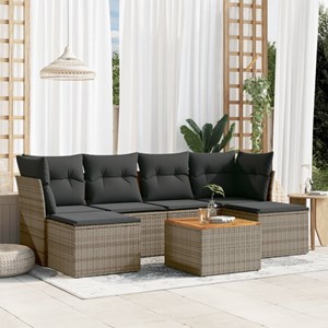 Maison exclusive - salon de jardin avec coussins 7 pcs gris résine tressée
