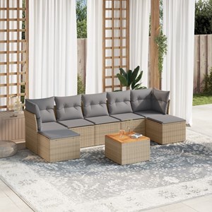 Maison exclusive - salon de jardin avec coussins 8pcs mélange beige résine tress