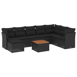 Maison exclusive - salon de jardin 9 pcs avec coussins noir résine tressée