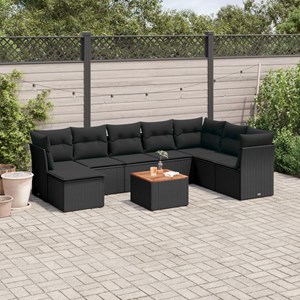 Maison exclusive - salon de jardin 9 pcs avec coussins noir résine tressée