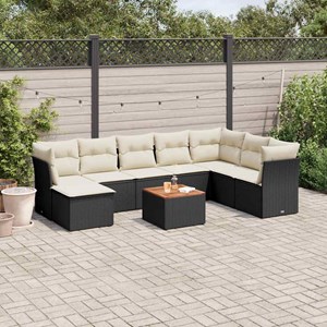 Maison exclusive - salon de jardin 9 pcs avec coussins noir résine tressée