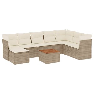 Maison exclusive - salon de jardin avec coussins 9 pcs beige résine tressée