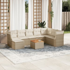 Maison exclusive - salon de jardin avec coussins 9 pcs beige résine tressée